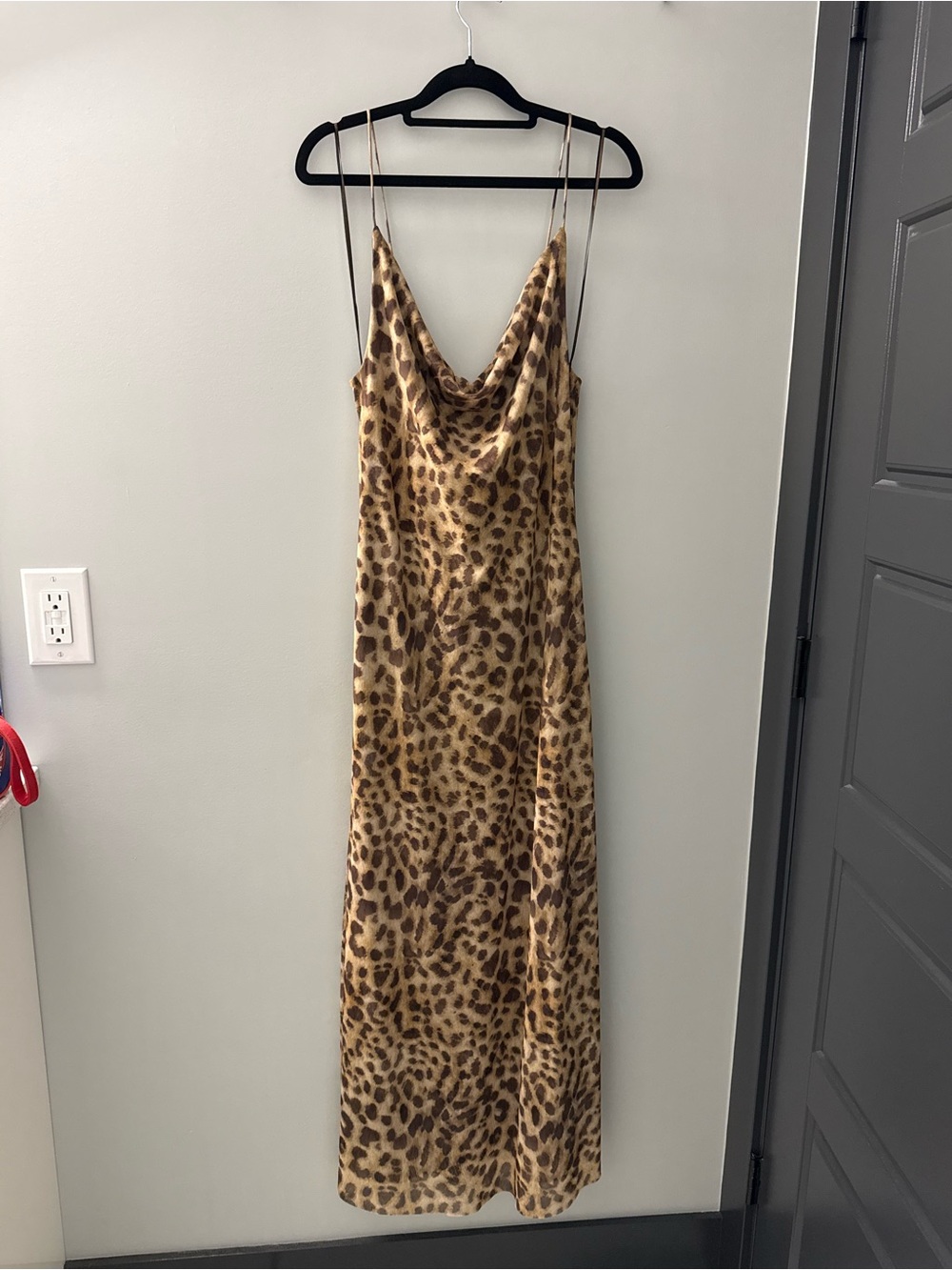Zara Leopard-Print Maxi Slip Dress in Tan and Brown